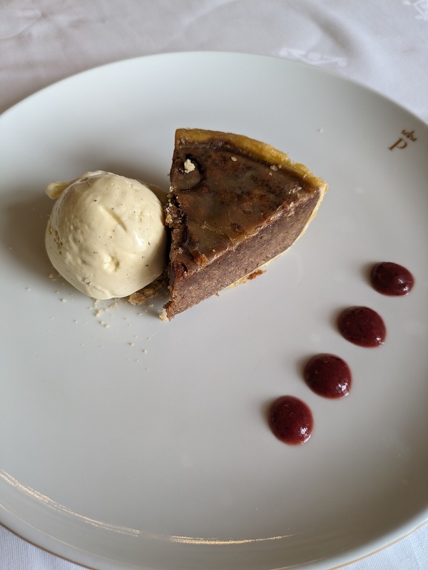 Acorn cake served with vanilla ice-cream